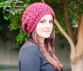 Slouchy Hat Pink Lace Oversize Womens Rose Slouch Beanie